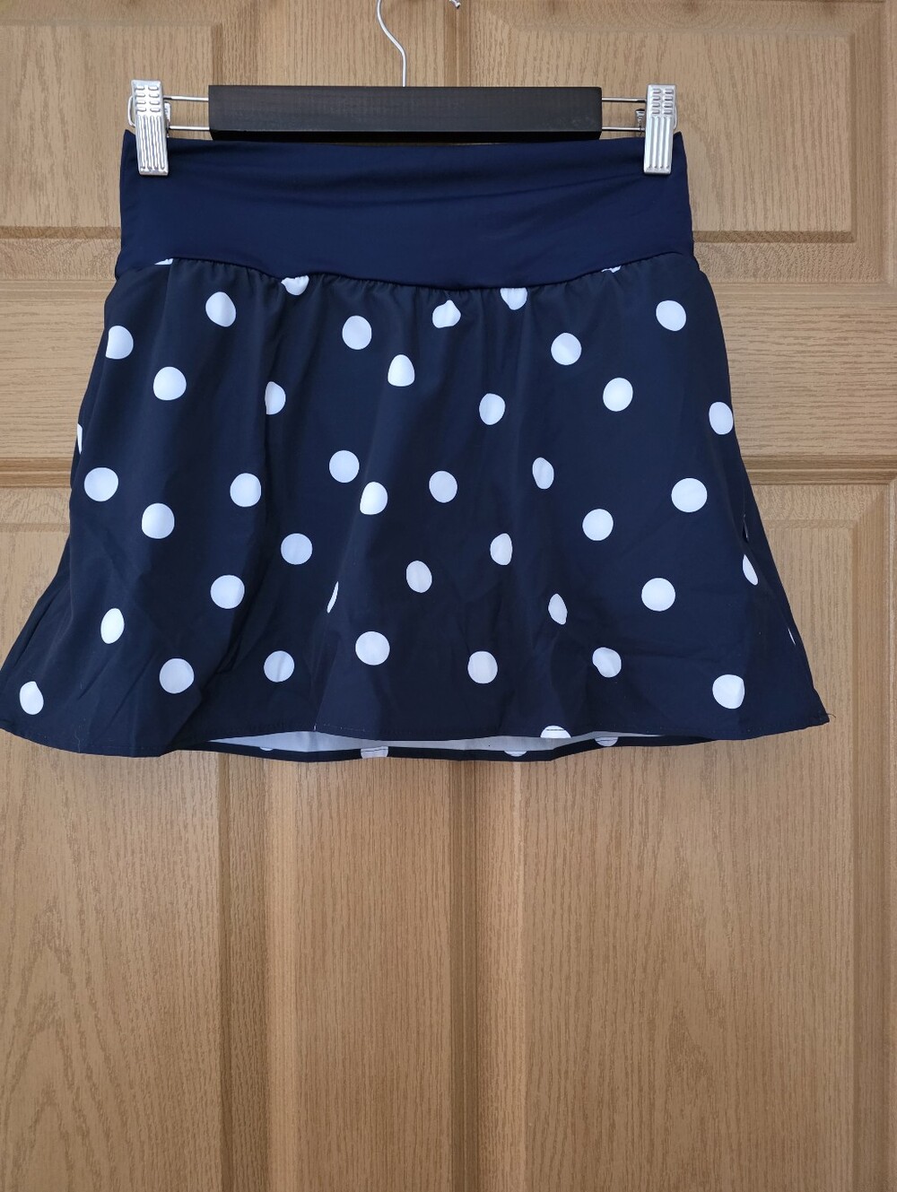 Lands' End Navy Polka Dot Swim Skirt Bottoms Size 6 NWT Built-In Brief